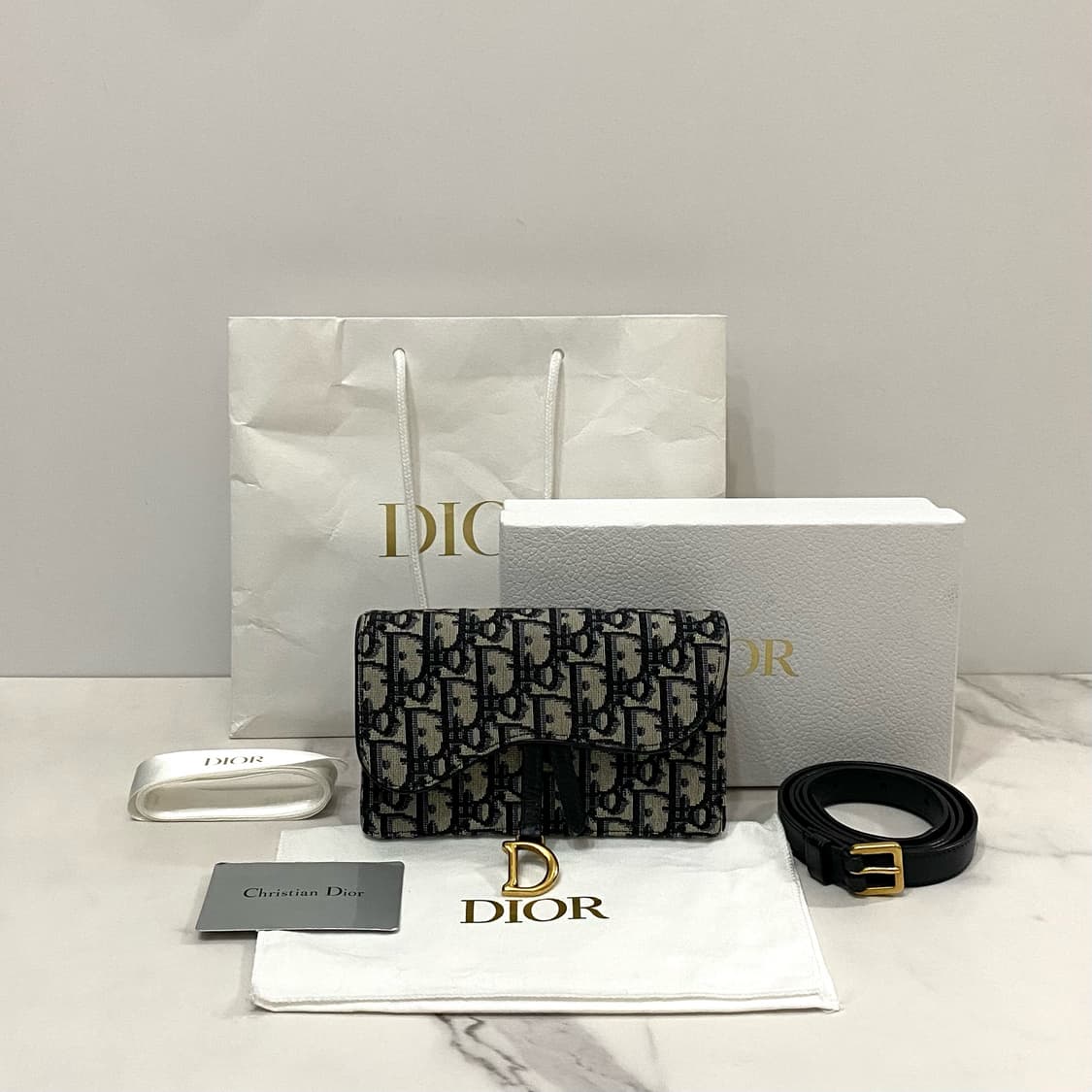 디올 새들 오블리크 자카드 벨트백 가방 파우치 블루 상품이미지1