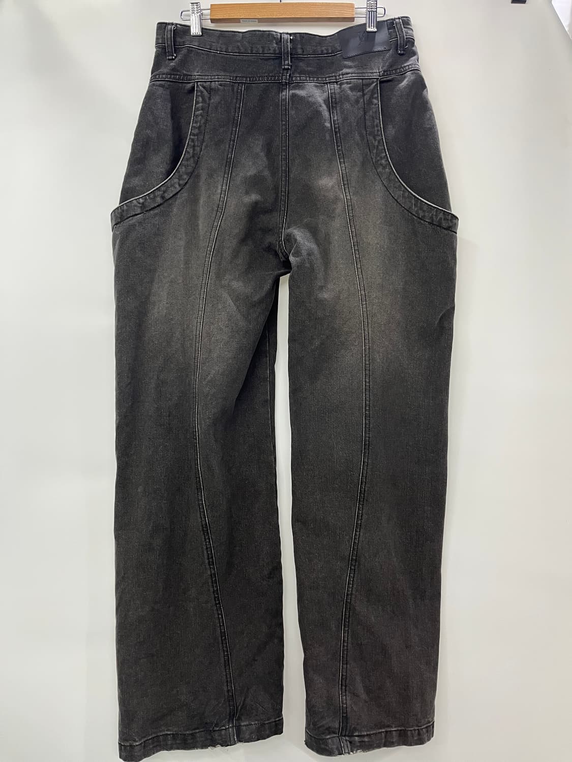 우알롱 워싱 커브 포켓 와이드 데님 팬츠 2사이즈 (M사이즈) 상품이미지2