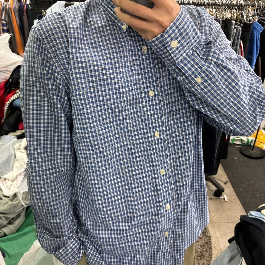 L-XL 챕스랄프로렌 오버핏 원포켓 체크셔츠 남방 상품이미지1