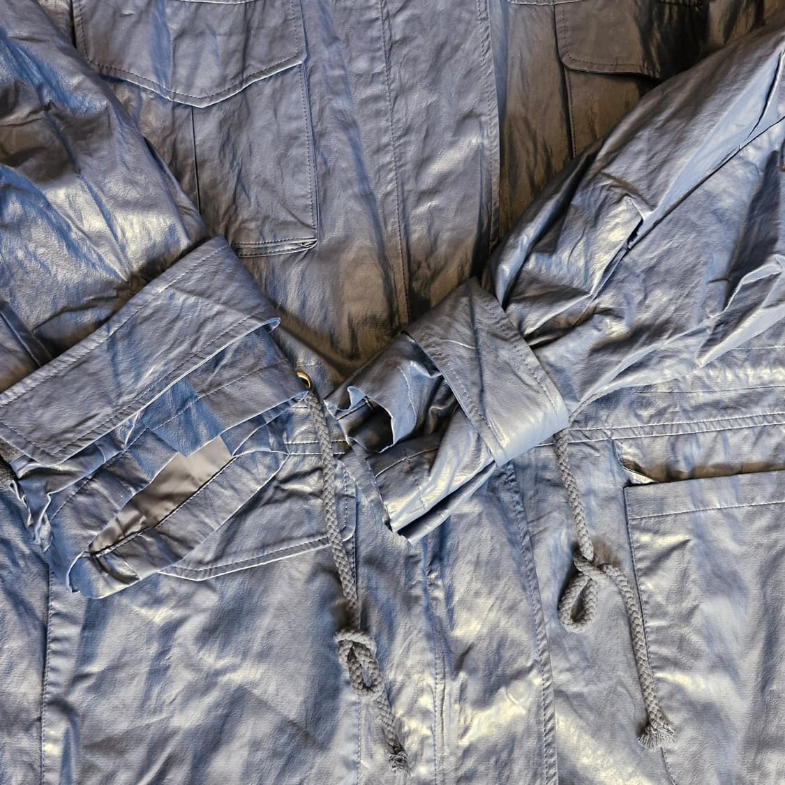 블루 레더 롱코트 F 새상품 상품이미지2