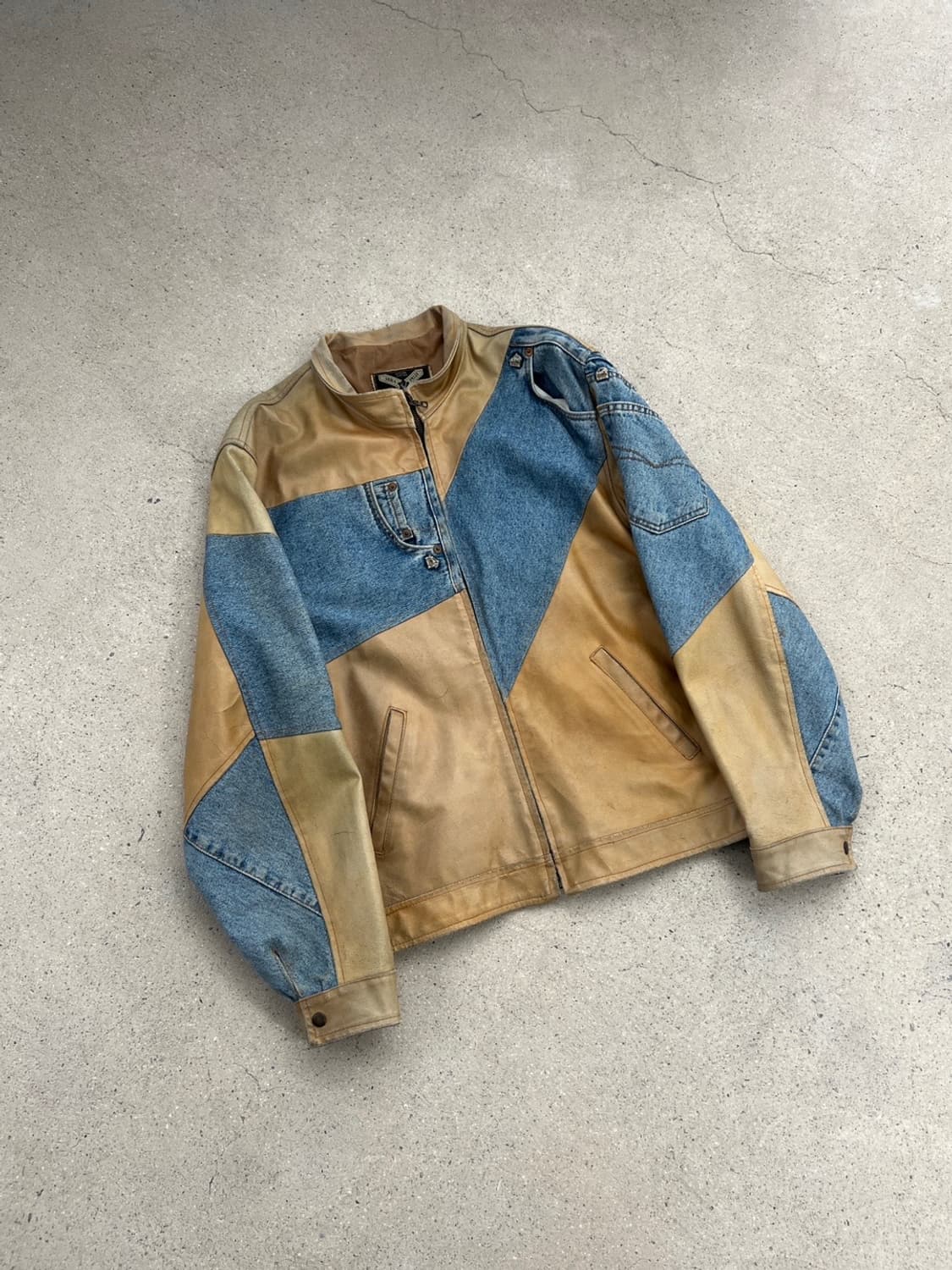 빈티지 90s 이태리 메이드 데님 / 레더 자켓  상품이미지2