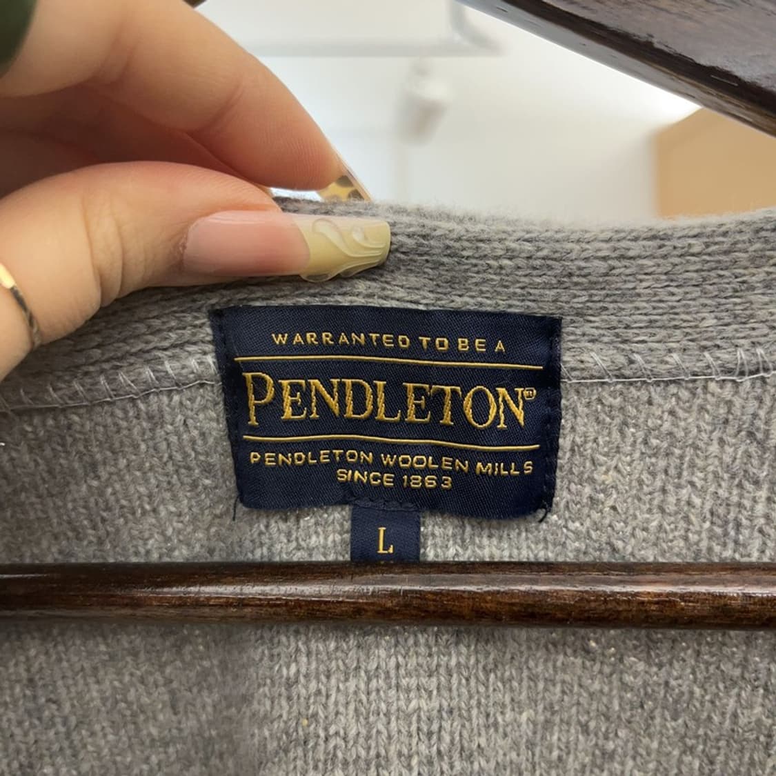 펜들턴 히피 나바호 사우스웨스턴 그레이 울 가디건 L C08043 상품이미지5