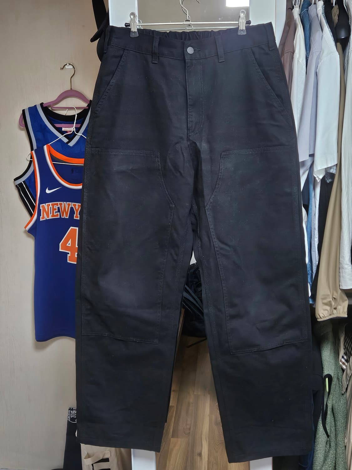 무인양품) 코튼더블니 팬츠 블랙 L 상품이미지3