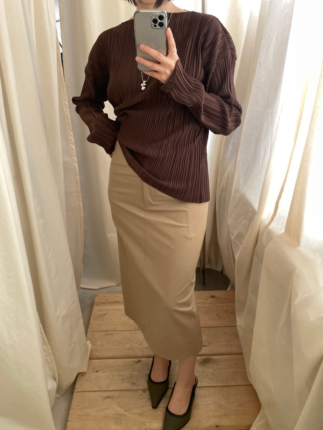 camel beige long skirt  상품이미지9