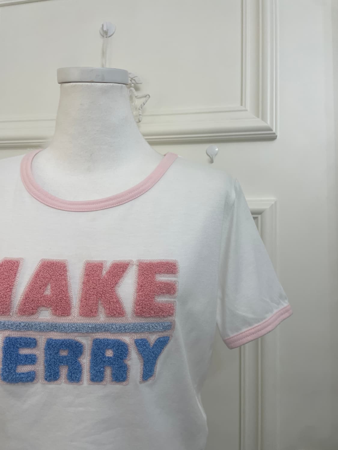 cute pink line crop t-shirt(size-F) 상품이미지6