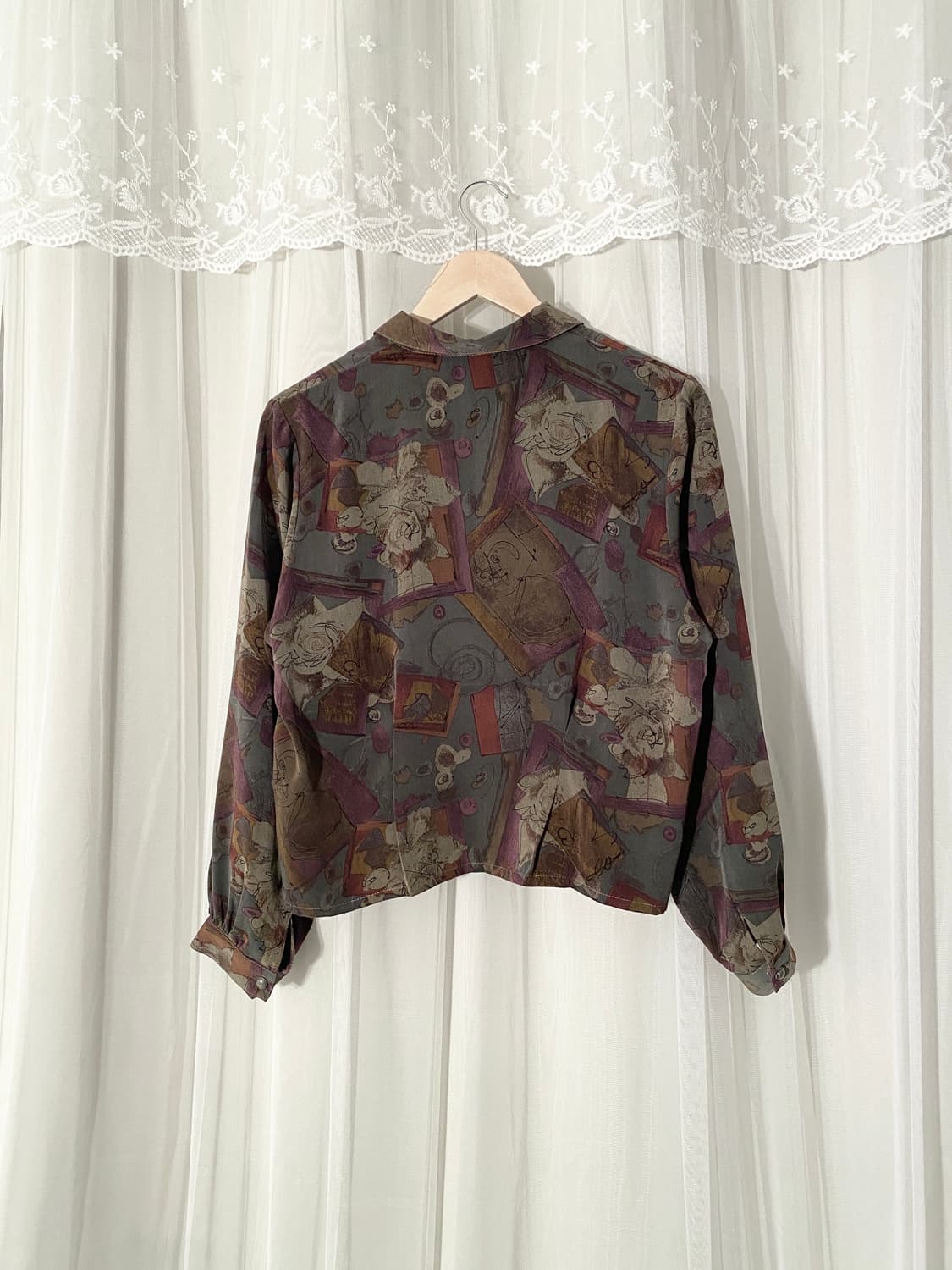 Vintage Abstract Geometric Print Blouse 상품이미지4