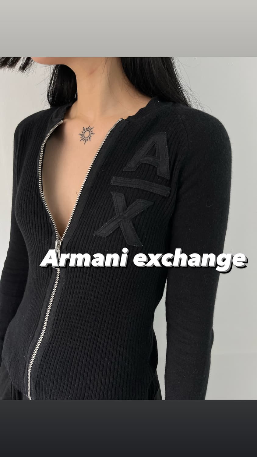 아르마니 익스체인지 슬림핏 골지 집업 상품이미지1