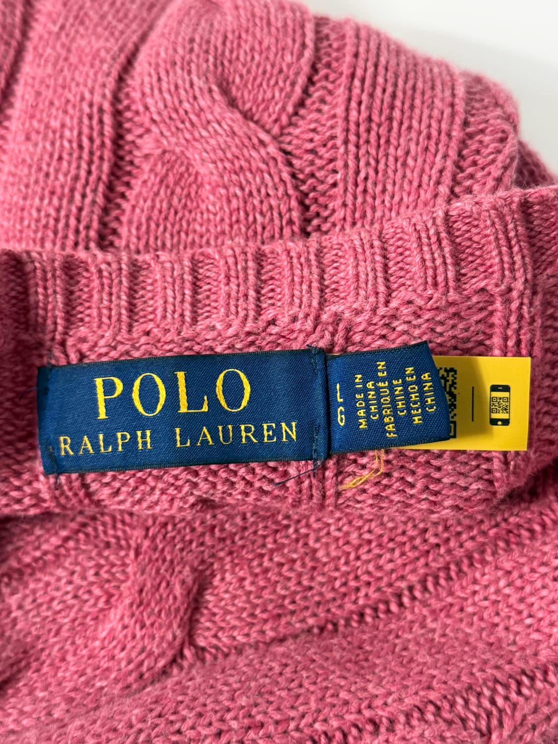 폴로 랄프로렌 루즈핏 신형 QR라벨 핑크 코튼 케이블 니트  Pri 상품이미지6