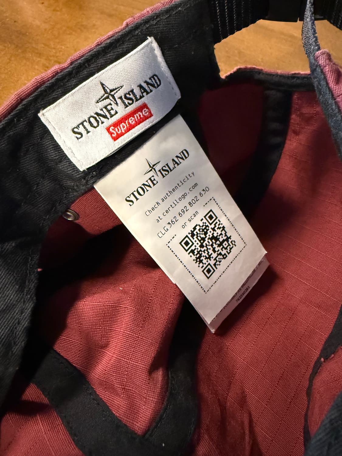 FREE SUPREME X 스톤아일랜드 콜라보 로고 패치 캠프캡 버건디 상품이미지6