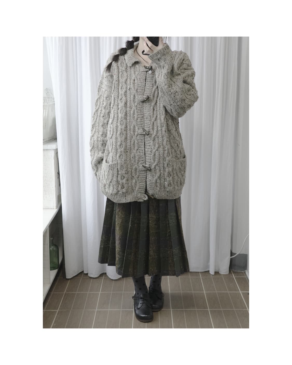 Grey brown dufle cardigan  상품이미지3