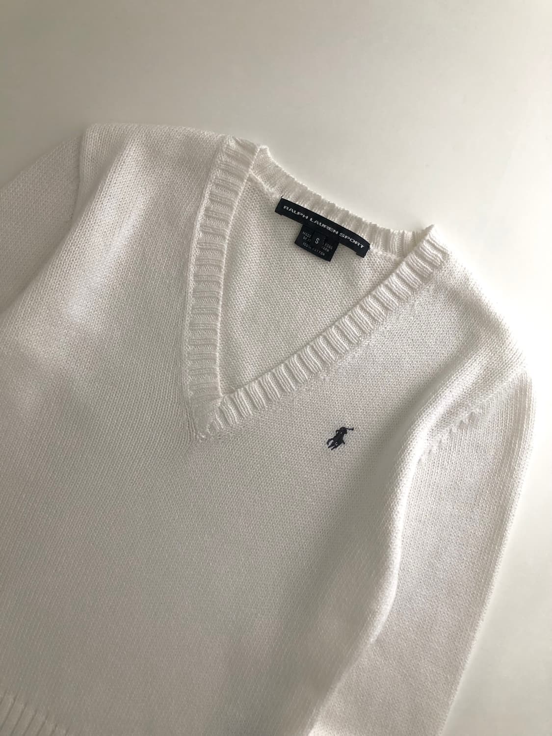 Polo 랄프로렌 우먼 화이트컬러 코튼 브이넥 니트 상품이미지4