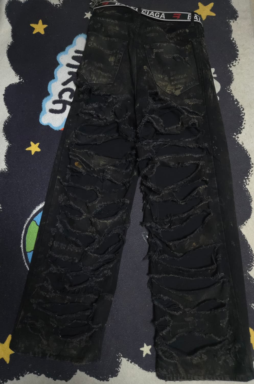 발렌시아가 슈퍼 하드 디스트로이드 데님 팬츠 청 바지 진 라지 배기 블랙 상품이미지9