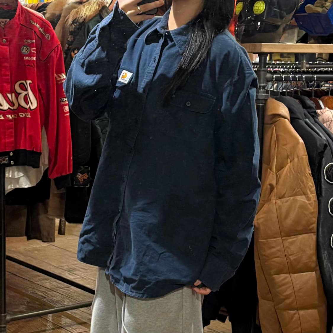 [HI] Carhartt 칼하트 투포켓 긴팔 셔츠 네이비 상품이미지3