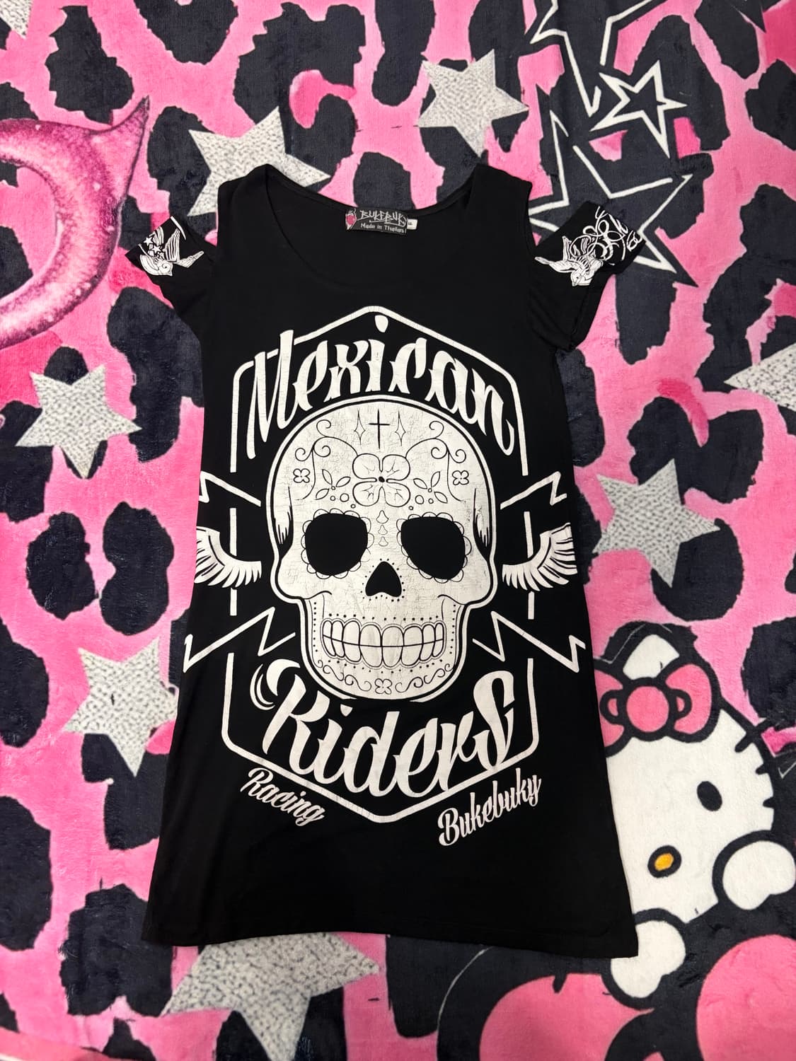 Gothic skull off-shoulder T-shirt 상품이미지6
