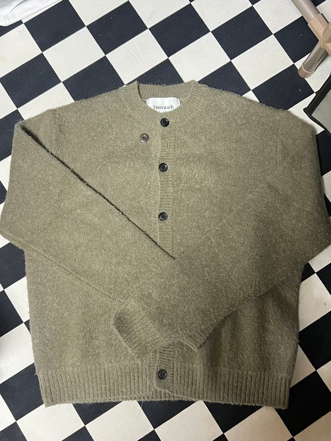 [L] 토니웩 알파카 모헤어 크루넥 가디건 헤지 그린 상품이미지2