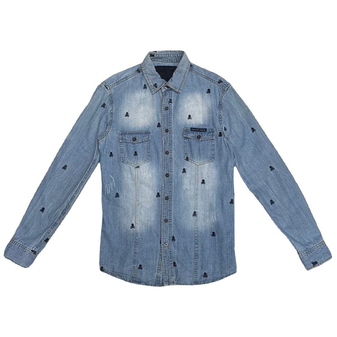 필립플레인 스컬 Embroidery 데님진 말론 셔츠 S 상품이미지1