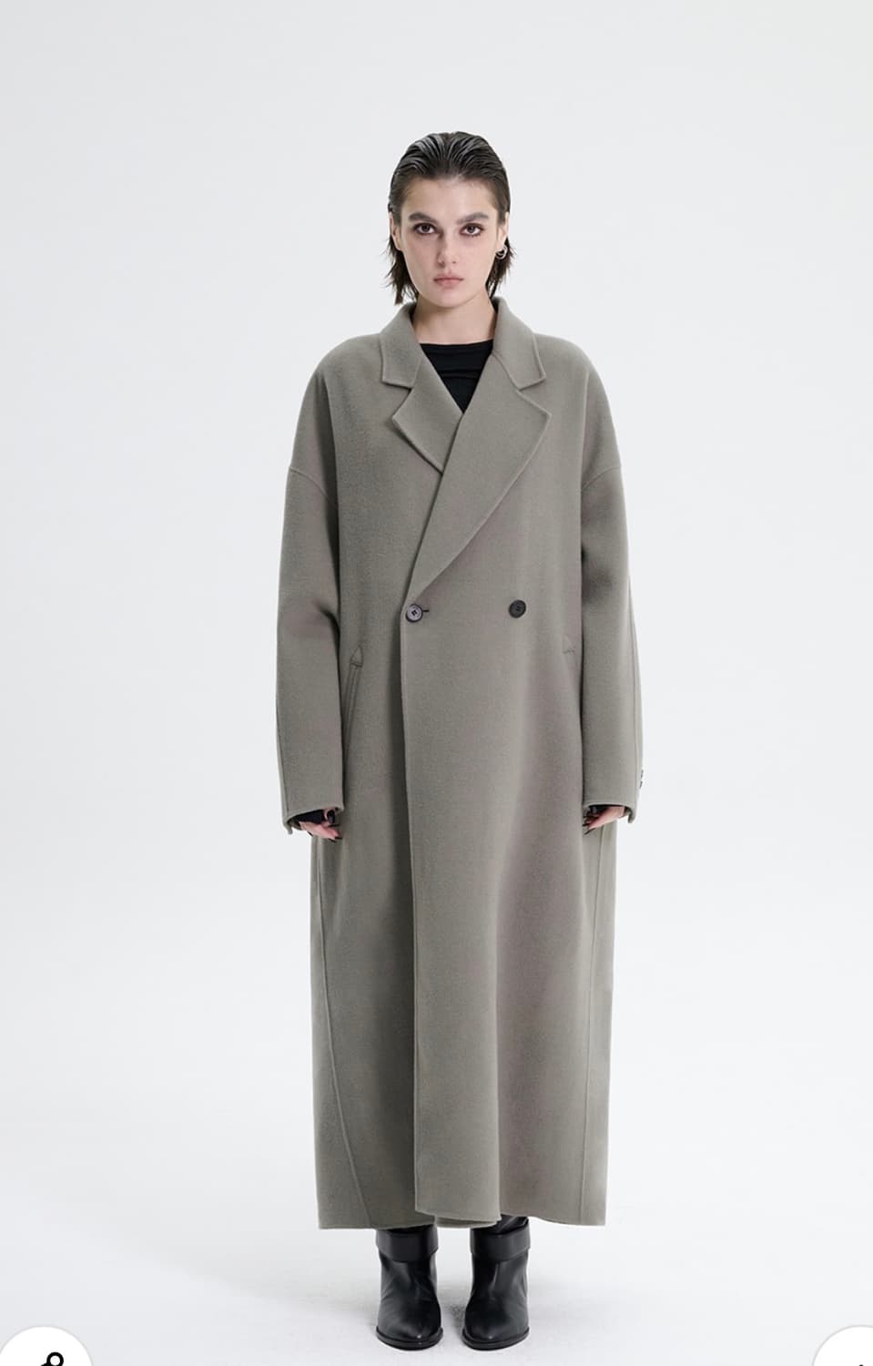 구해요) 트리밍버드 핸드메이드 와이드 코트 카키그레이 상품이미지1