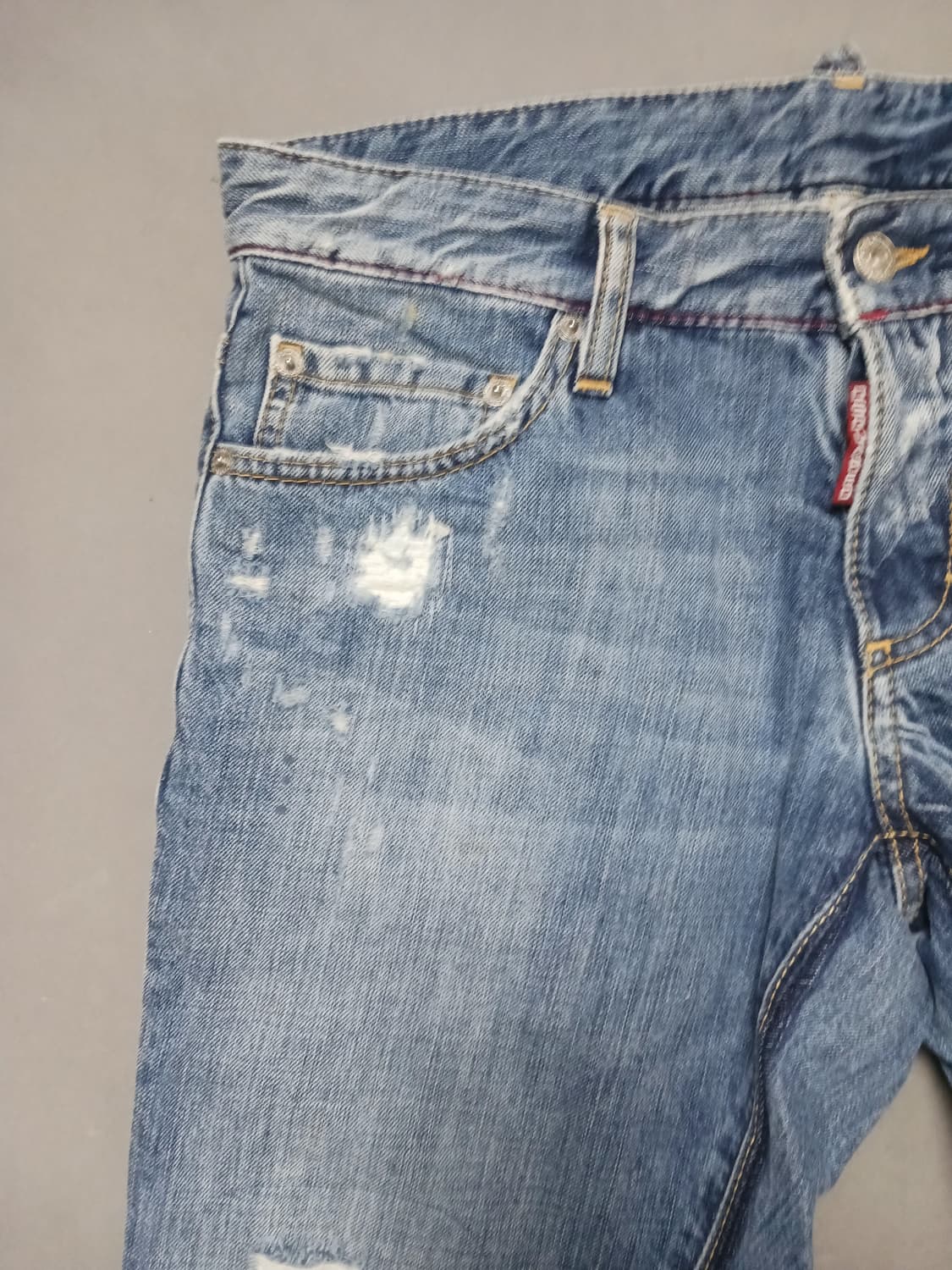 [30] 정품 디스퀘어드2 옐로우페인티드 레드스트랩 슬림진 청바지 상품이미지2