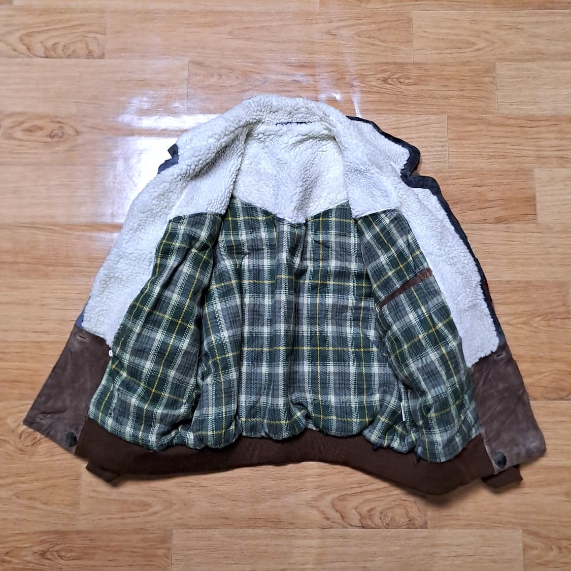 (택포) 빈티지 리얼레더 쉐르파 자켓 L B200 상품이미지6