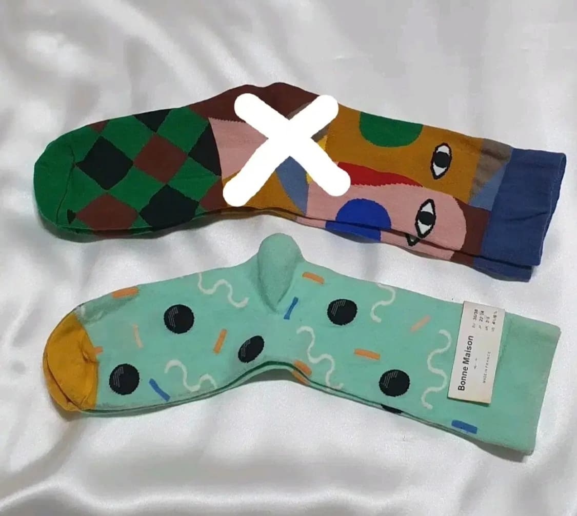 민트 그린 블루 브라운 체크 Bonne Maison 본메종 양말 상품이미지1