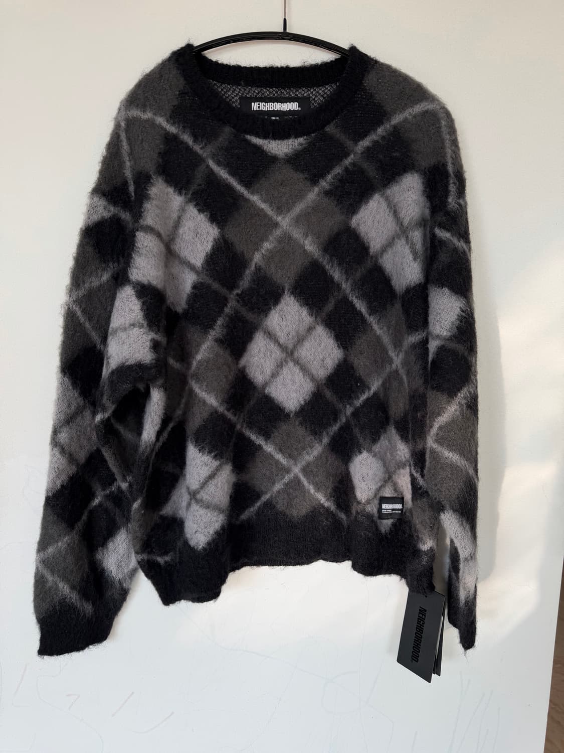새상품)) 네이버후드 아가일패턴 모헤어 스웨트 S 상품이미지2
