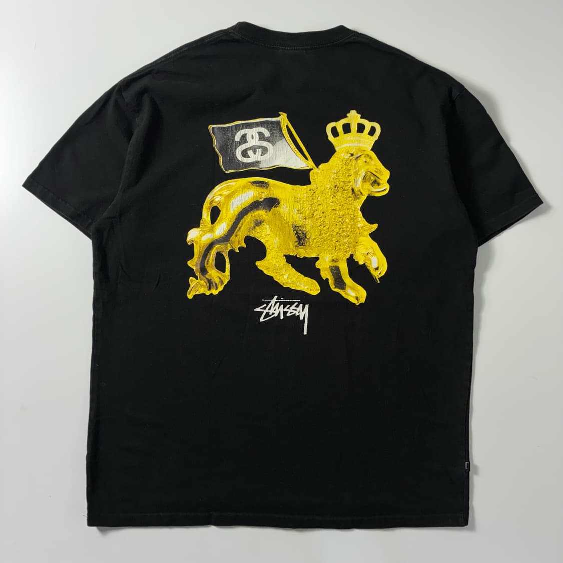 Stussy  스투시 코튼 골드 라이언 블랙 반팔 티셔츠  상품이미지1