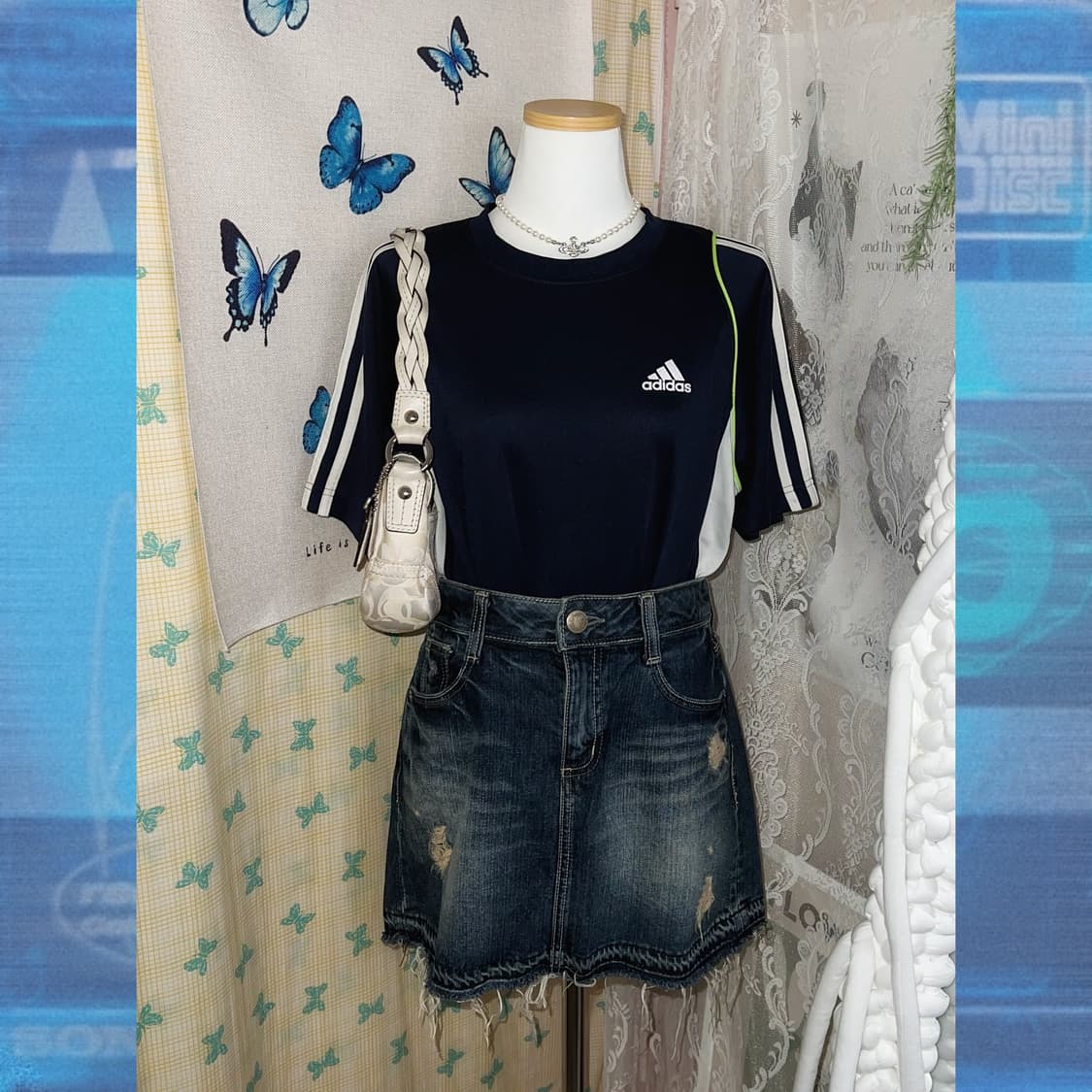 아디다스 딥 네이비 삼선 반팔 티셔츠 상품이미지4