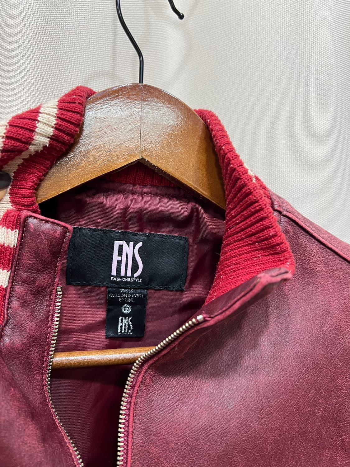 FNS 빈티지 핑크 에이징 양가죽 블루종자켓  상품이미지4