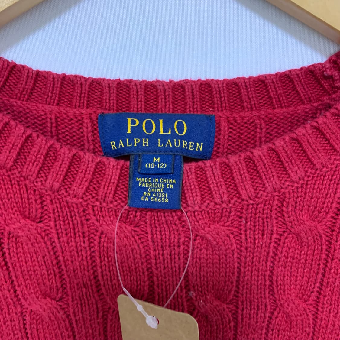 폴로 랄프로렌 레드 케이블 니트 키즈 M 여성 S 빈티지 스웨터 상품이미지5