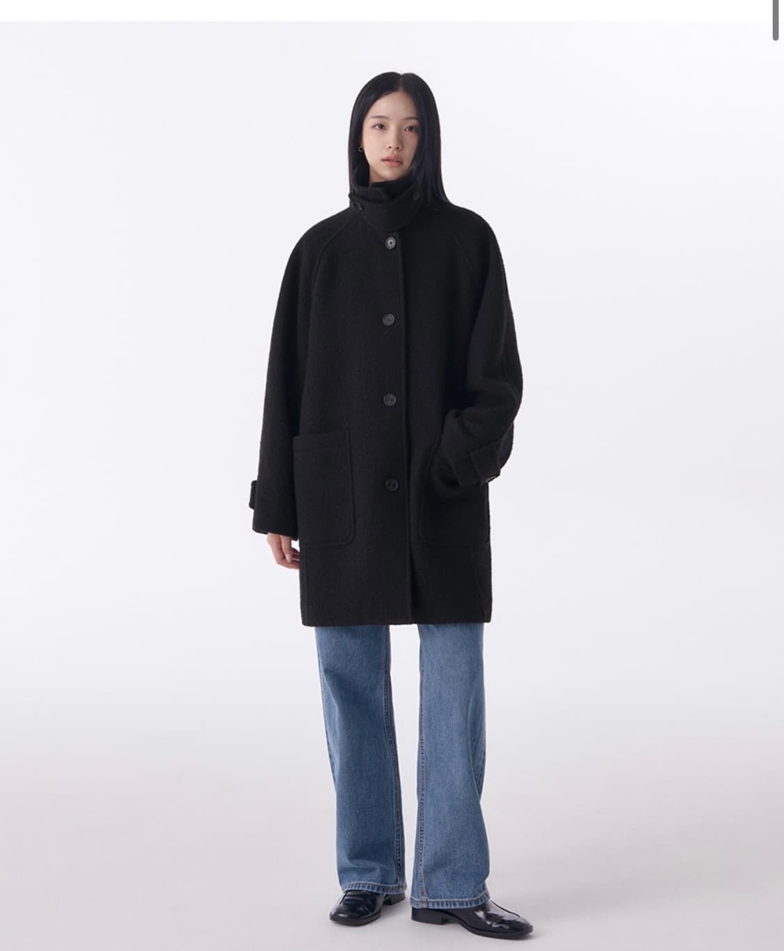 무신사 우먼즈 울 블렌드 부클 발마칸 하프 코트 상품이미지2