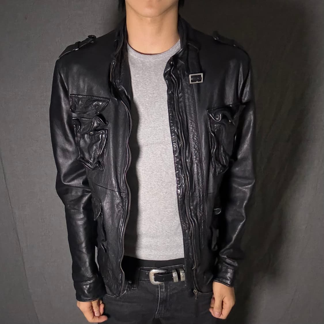 lamb skin pocket leather jacket 상품이미지2