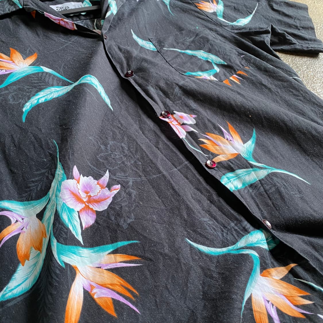 빈티지 하와이안 셔츠 블랙 꽃무늬 상품이미지3