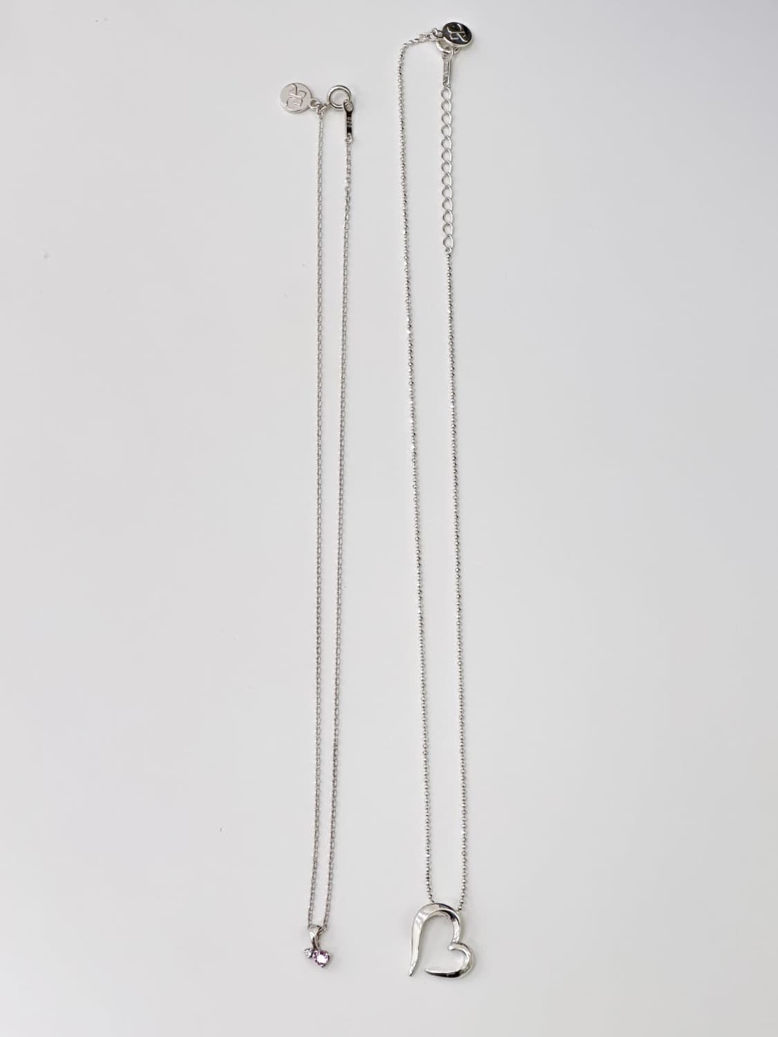 courreges / 꾸레쥬 실버925 하트 펜던트 목걸이 2종 세트 상품이미지2