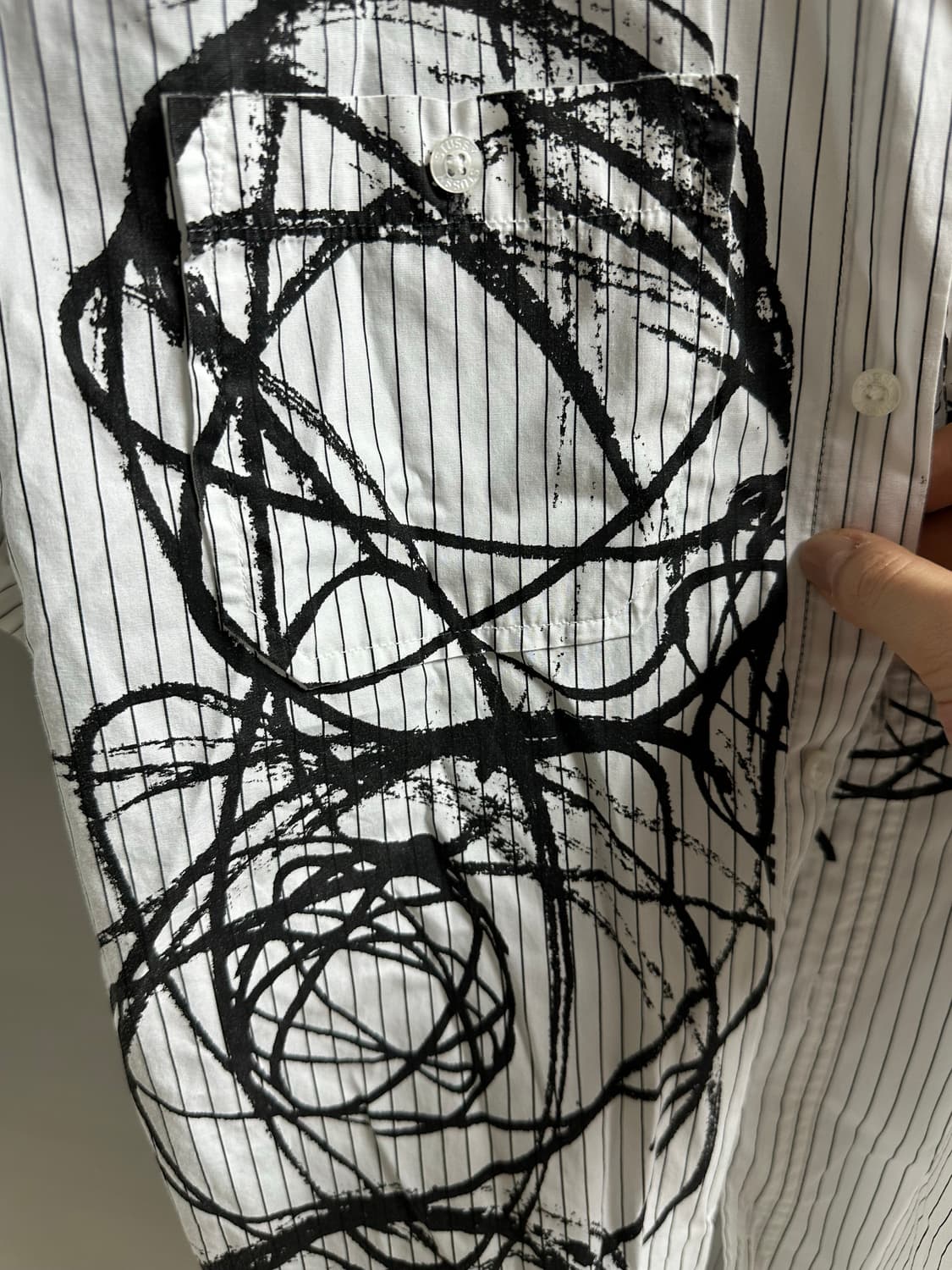 STUSSY 스투시 스트라이프 그래픽 반팔 셔츠 L 상품이미지3