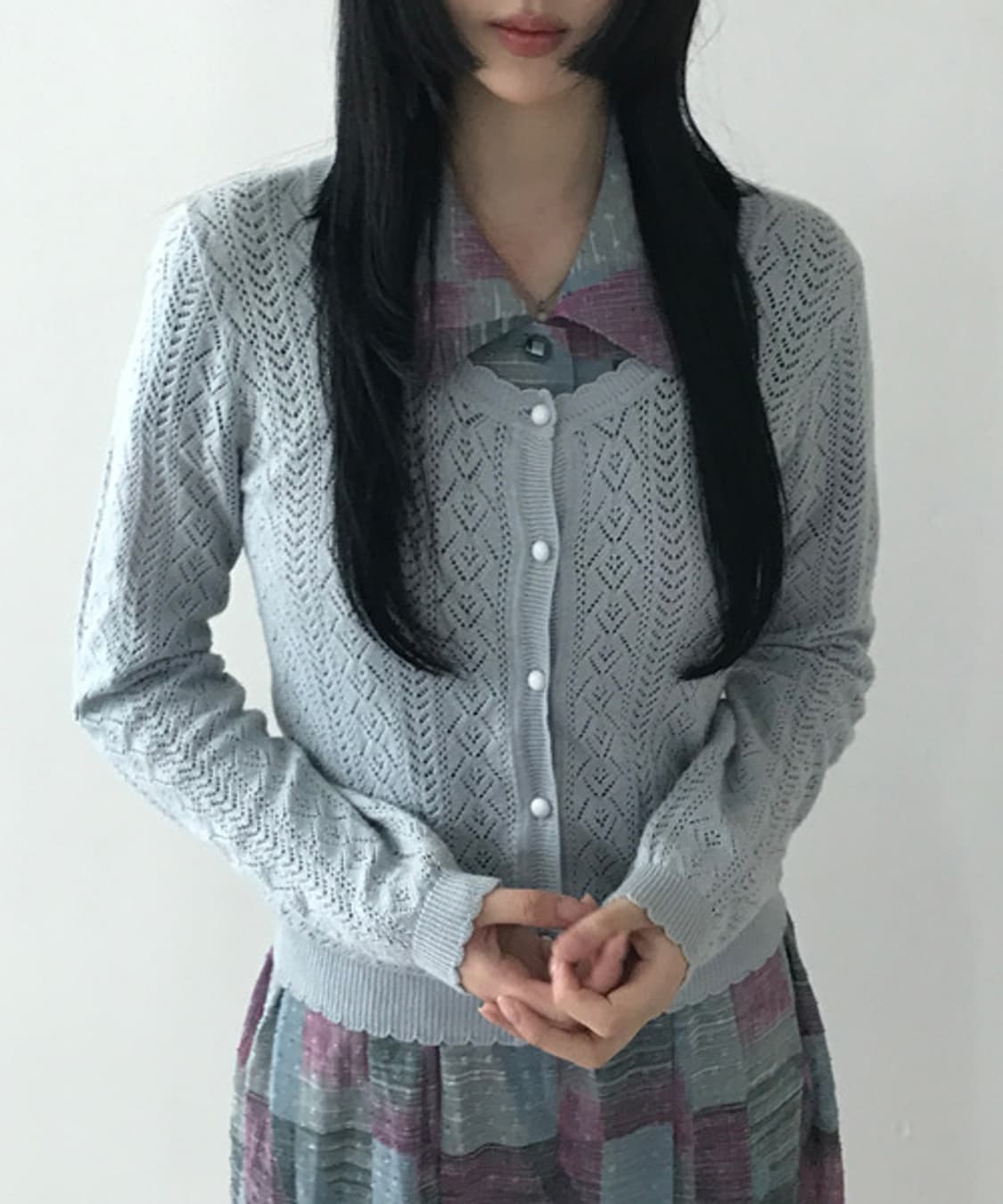 Lace Frill Punching Button Cardigan(Skyb 상품이미지1