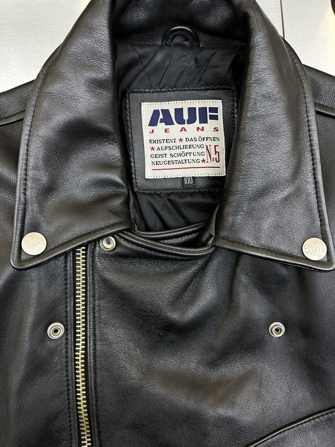 Auf Jeans 90’s 카으 레더 바이크 자켓 상품이미지4