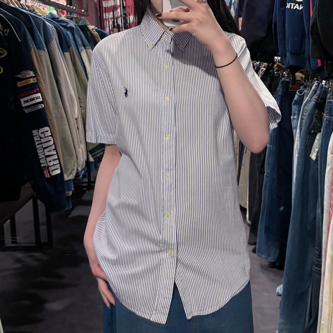 [IM] 폴로랄프로렌 스트라이프 반팔 셔츠 블루 상품이미지2