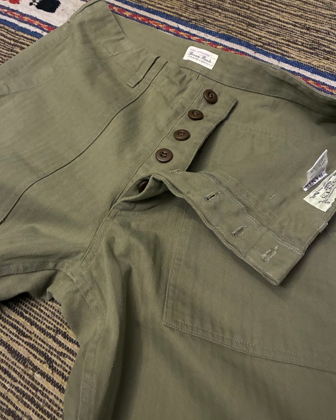 (S)반츠 HBT 헤링본 트윌 퍼티그팬츠 원워시 올리브 상품이미지3