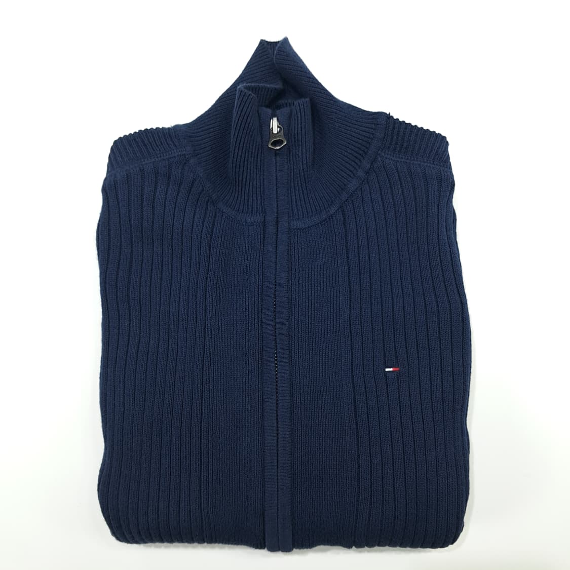 CN949 M 타미힐피거 데님 다크네이비 풀집업 니트 스웨터 상품이미지9