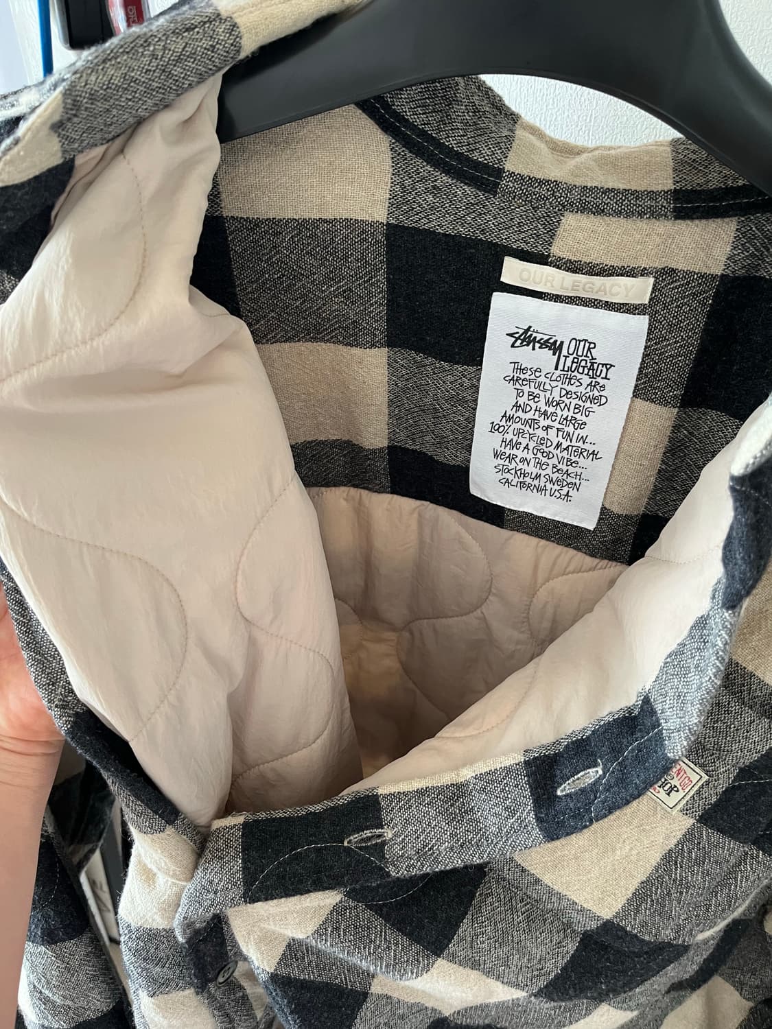 스투시 아워레가시 워크샵 보로우드 자켓 그레이 베이지 체크 상품이미지7