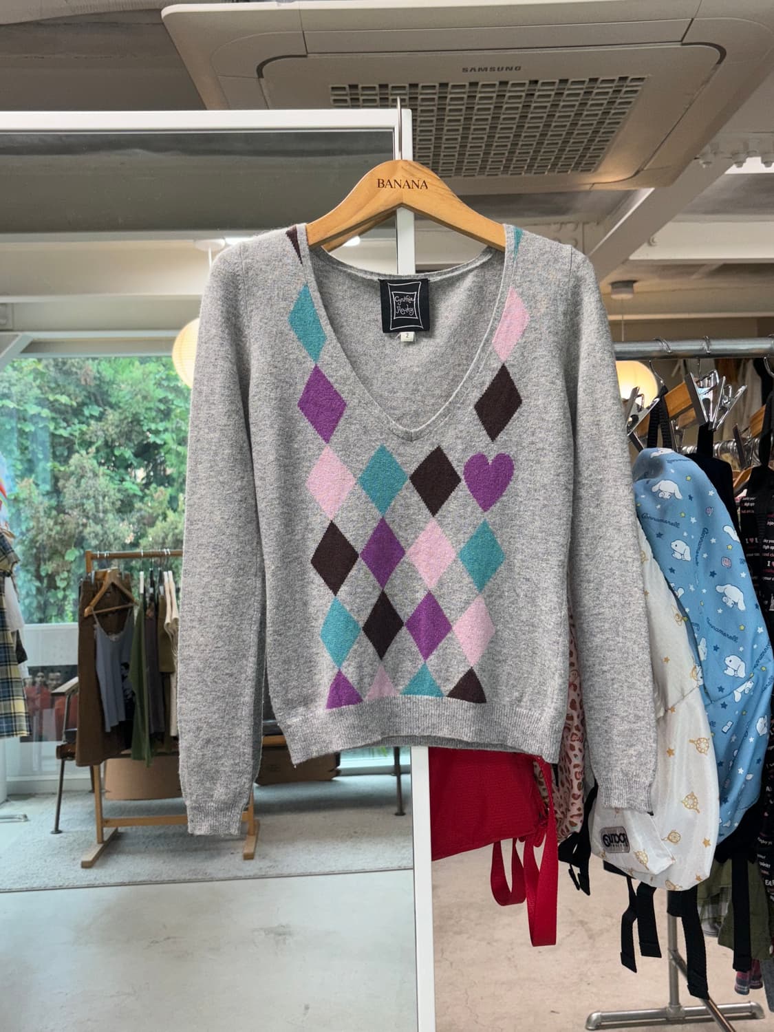 Cynthia Rowley 아가일 하트 니트 상품이미지1