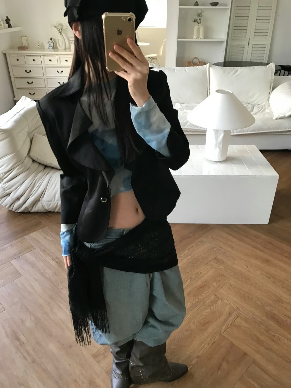 vintage black frill jacket 상품이미지3