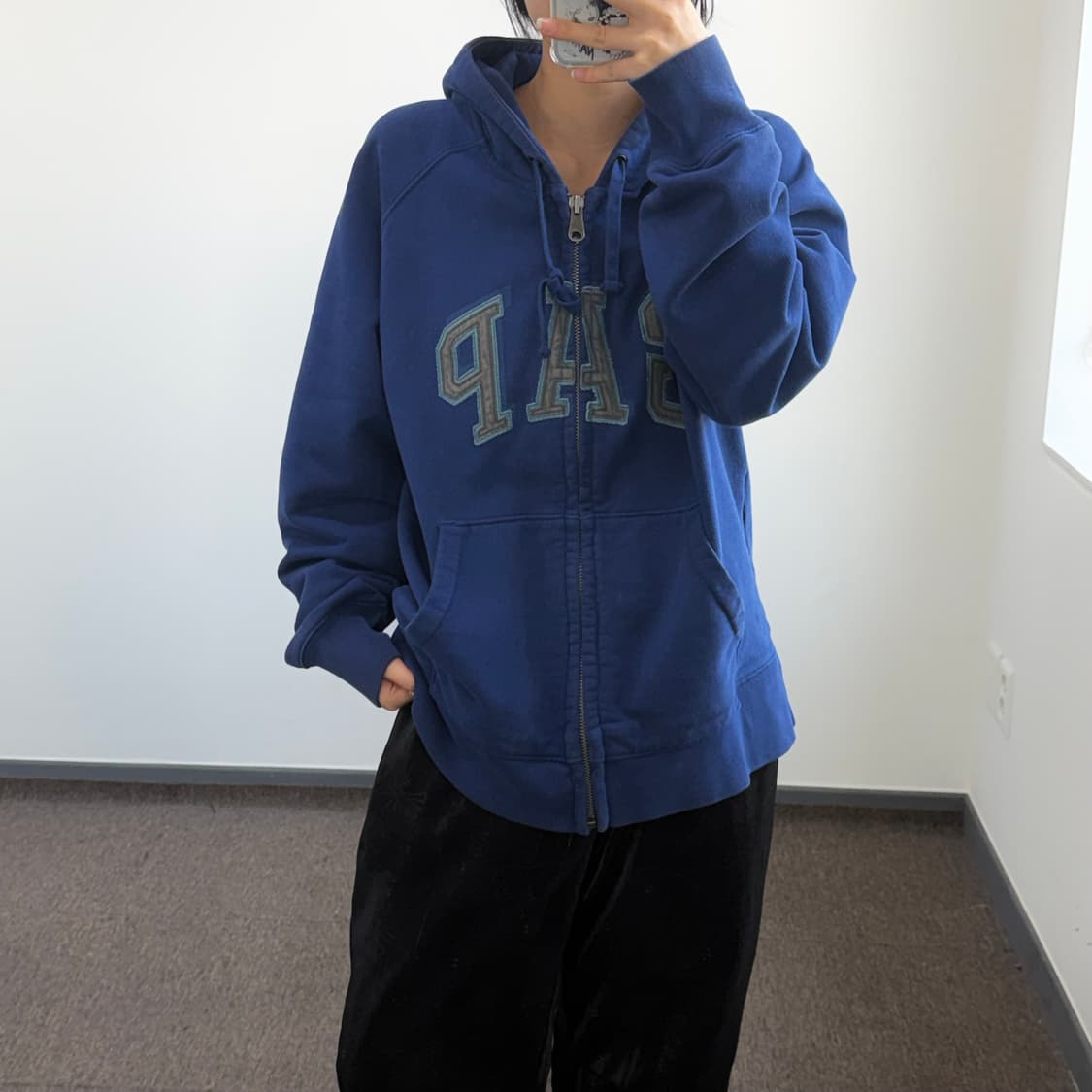 Gap 갭 그레이로고 블루 후드집업  상품이미지1