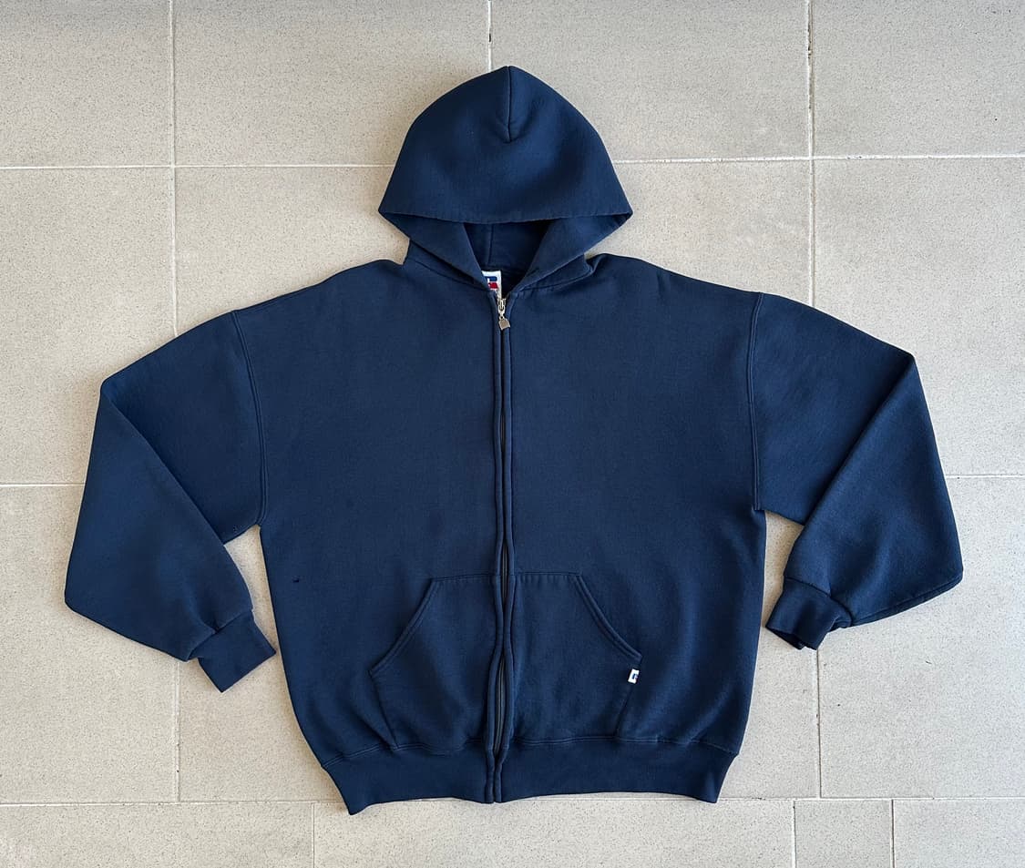 90s 빈티지 러셀 후드집업 네이비 XL 상품이미지1