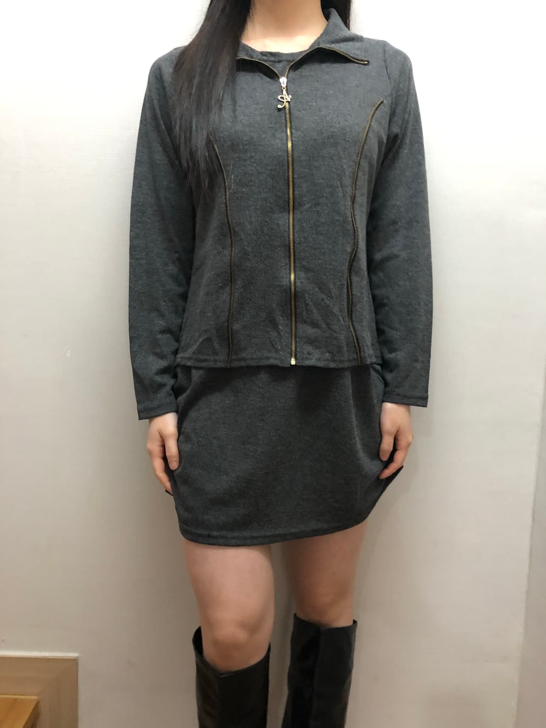 빈티지 그레이 펑크 원피스 상품이미지7