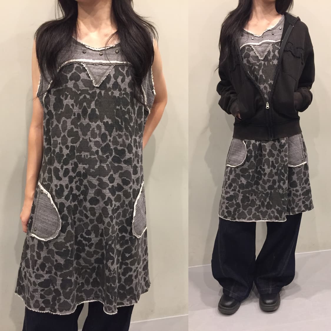레오파드 스터드 원피스 상품이미지1