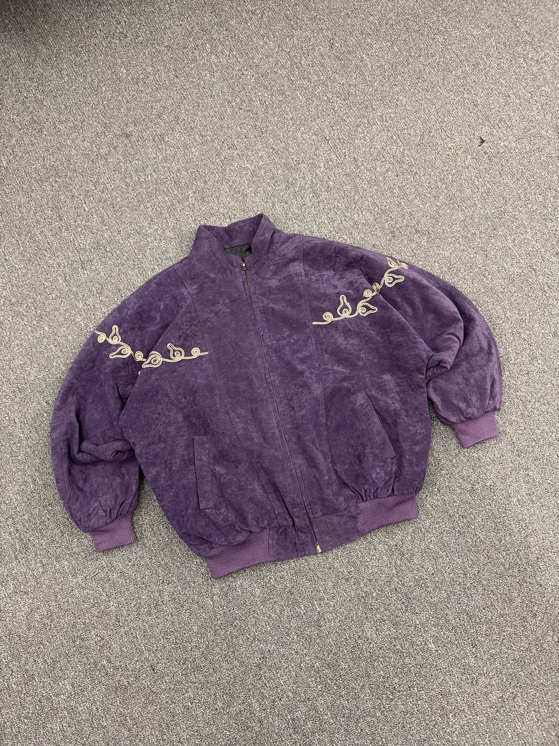 OS)Japanese vintage 퍼플 벨벳 빈티지 패턴 블루종 자켓 상품이미지2