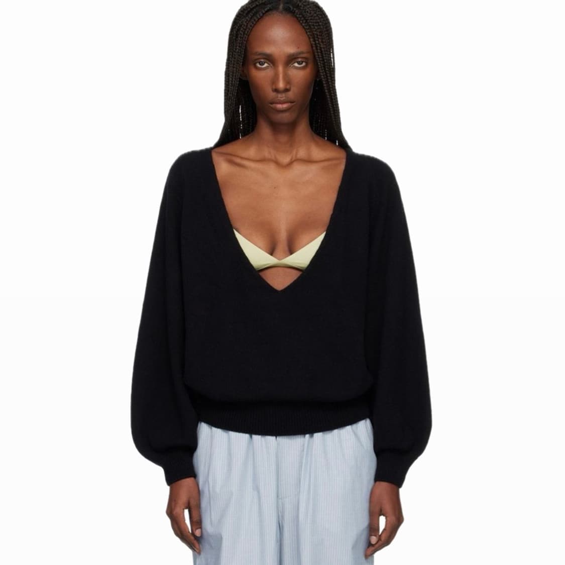 [XS/S,M/L]베이스레인지 Soar 캐시미어 브이넥 니트/블랙 상품이미지1