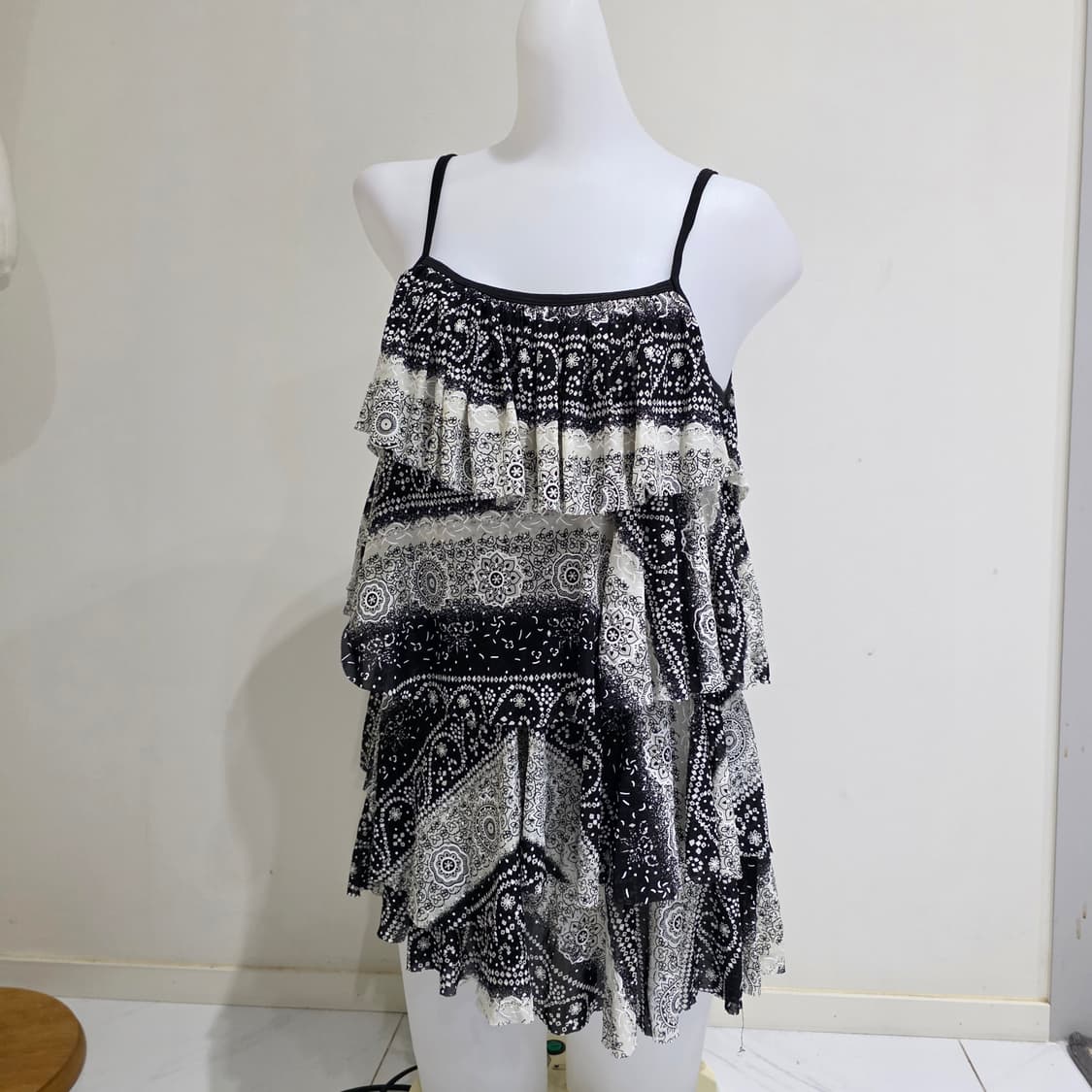 일본빈티지)오리엔탈 에스닉 프릴 캉캉 페이즐리 자수 모리걸 메쉬슬리브리스 상품이미지4