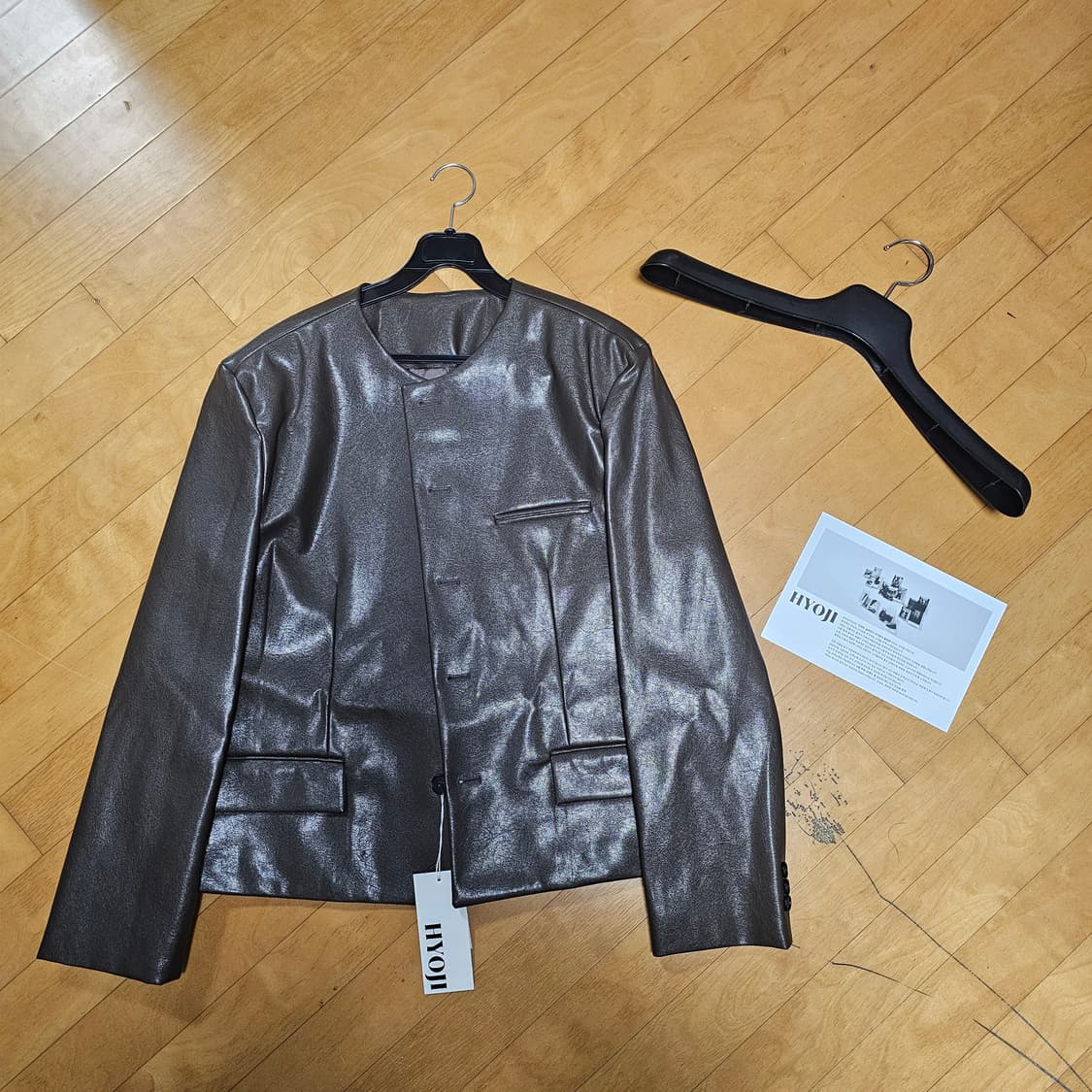 효지/25FW 노카라 크롭 레더자켓/M 상품이미지3